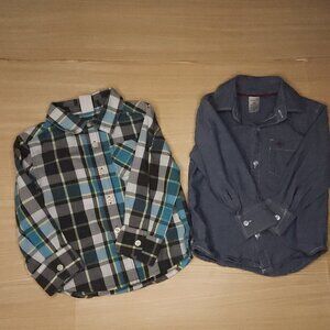 Toddler Boys Plaid And Denim Look Long Sleeve Button Down Bundle 2T
